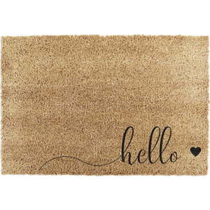 Černá rohožka z přírodního kokosového vlákna Artsy Doormats Hello Scribble, 40 x 60 cm obraz