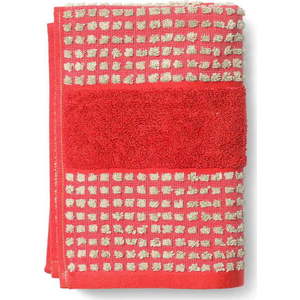 Červený froté ručník z Bio bavlny 50x100 cm Check – JUNA obraz