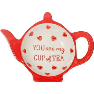 Červeno-bílá keramická odkládací miska na čajový sáček You are My Cup of Tea – Sass & Belle obraz