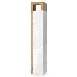 Vysoká koupelnová skříňka HAMBURG 4 bílá lesklá/dub cadiz obraz