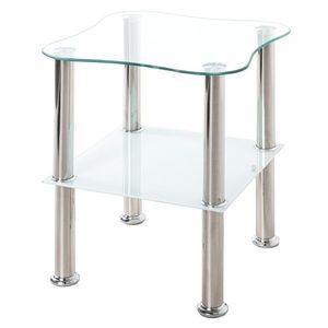 Přístavný stolek KLECKS kov/sklo bílá obraz