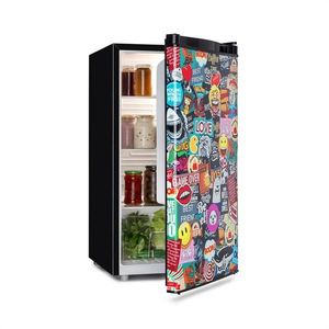 Klarstein Cool Vibe, lednice, 90 l, energetická třída E, VividArt Concept, styl manga, černá obraz