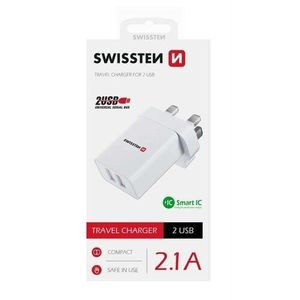 SWISSTEN Adaptér 230 V/2, 1 A 10, 5 W 2x USB, bílá obraz