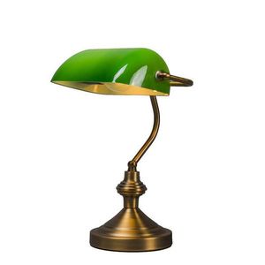 Chytrá klasická stolní lampa bronzová se zeleným sklem včetně Wifi A60 - Banker obraz