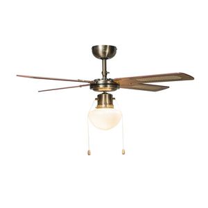 Průmyslový stropní ventilátor s lampou 100 cm dřevo - Wind obraz