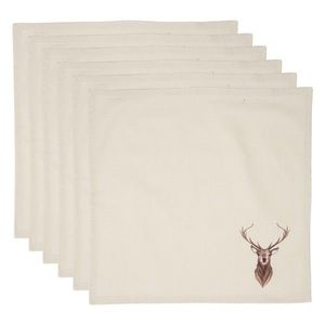 Béžové textilní ubrousky s jelenem Cosy Lodge - 40*40 cm - sada 6ks COL43 obraz
