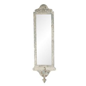 Bílé antik kovové nástěnné zrcadlo Frigie - 23*2*72 cm 52S203 obraz