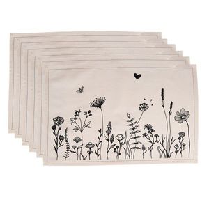 6ks bavlněné prostírání s květinami Flora And Fauna - 48*33 cm FAF40 obraz
