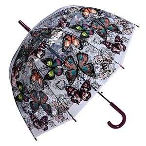 Průhledný dámský deštník s barevnými motýlky Buttefly - Ø 80*80 cm JZUM0062CH obraz
