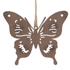 Hnědá antik kovová závěsná dekorace motýl - 10*9 cm 6Y5574 obraz