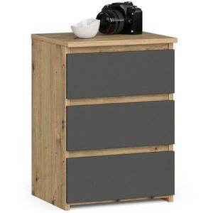 Ak furniture Komoda CL3 se 3 zásuvkami 40 cm dub artisan/šedá obraz