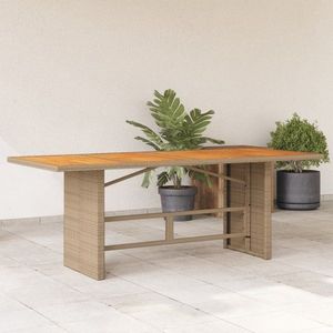 Zahradní stůl s akáciovou deskou béžový 190x80x74 cm polyratan obraz