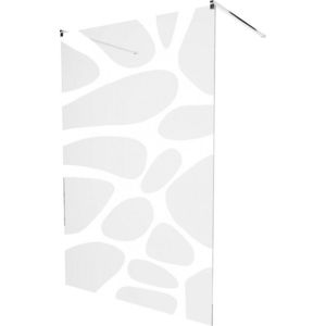 MEXEN/S KIOTO samostatně stojící sprchová zástěna 100 x 200, transparent/bílá vzor 8 mm, chrom 800-100-002-01-97 obraz