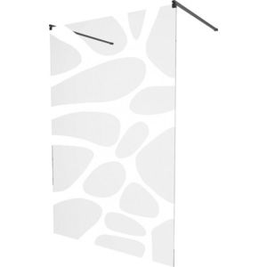 MEXEN/S KIOTO samostatně stojící sprchová zástěna 100 x 200, transparent/bílá vzor 8 mm, černá 800-100-002-70-97 obraz