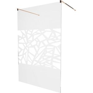 MEXEN/S KIOTO samostatně stojící sprchová zástěna 120 x 200, transparent/bílá vzor 8 mm, růžové zlato 800-120-002-60-85 obraz