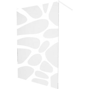 MEXEN/S KIOTO samostatně stojící sprchová zástěna 100 x 200, transparent/bílý vzor 8 mm, bílá 800-100-002-20-97 obraz