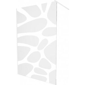 MEXEN/S KIOTO Sprchová zástěna WALK-IN 100 x 200, transparent/bílý vzor 8 mm, bílá 800-100-101-20-97 obraz
