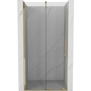 MEXEN/S Velar posuvné sprchové dveře 100, transparent, zlatá 871-100-000-01-50 obraz
