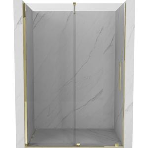 MEXEN/S Velar posuvné sprchové dveře 130, transparent, zlatá 871-130-000-01-50 obraz