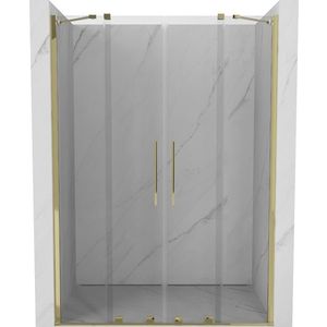 MEXEN/S Velar Duo posuvné sprchové dveře 140, transparent, złote 871-140-000-02-50 obraz