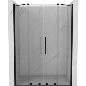 MEXEN/S Velar Duo posuvné sprchové dveře 140, transparent, czarne 871-140-000-02-70 obraz