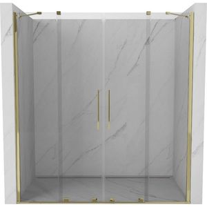MEXEN/S Velar Duo posuvné sprchové dveře 170, transparent, złote 871-170-000-02-50 obraz