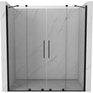 MEXEN/S Velar Duo posuvné sprchové dveře 200, transparent, černá 871-200-000-02-70 obraz