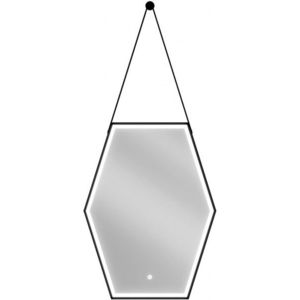 MEXEN Orla zrcadlo s osvětlením 60 x 80 cm, LED 6000K, černý rám 9815-060-080-611-70 obraz