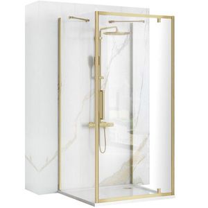 REA/S Rohový sprchový kout RAPID SWING Brush Gold Dveře: 100 x Sprchová zástěna: 80 KPL-02523 obraz