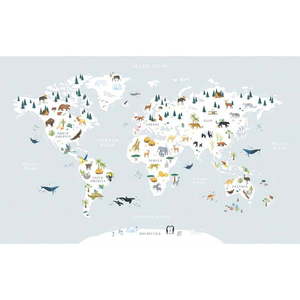 Dětská tapeta 400 cm x 248 cm Animals World Map – Lilipinso obraz