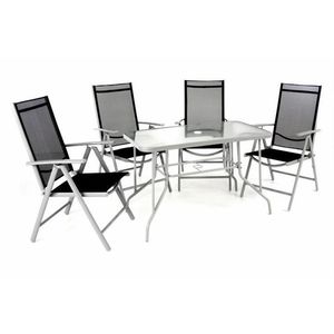 Garthen 40988 Zahradní skládací set stůl + 4 židle - černá obraz