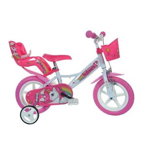 Dino Bikes Dětské kolo 12, potisk jednorožce, bílé/růžové obraz