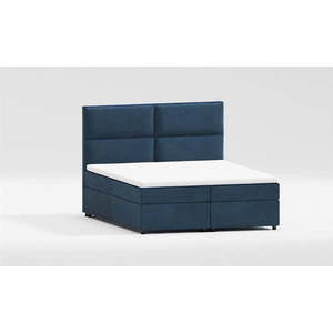 Tmavě modrá boxspring postel s úložným prostorem 200x200 cm – Ropez obraz