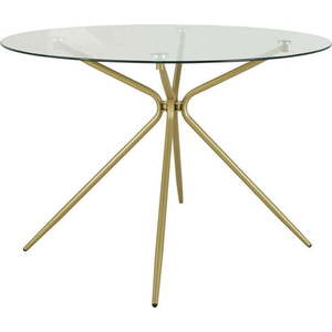 Kulatý jídelní stůl se skleněnou deskou ve zlaté barvě ø 110 cm Silvie – Støraa obraz