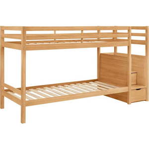 Šedá patrová dětská postel z borovicového dřeva s úložným prostorem 90x200 cm Alpi – Støraa obraz