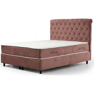 Růžová boxspring postel s úložným prostorem 140x200 cm Sonata – Kalune Design obraz