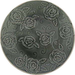 Tmavě zelený ozdobný talíř Antic Line Roses, ⌀ 25, 5 cm obraz