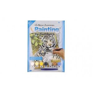 Malování podle čísel Bílí tygři 22x30cm s akrylovými barvami a štětcem na kartě obraz