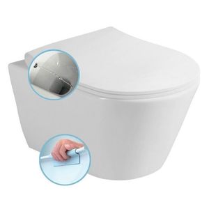 SAPHO AVVA CLEANWASH závěsná WC mísa, Rimless, s bidetovou sprškou, 35, 5x53cm, bílá 100312 obraz