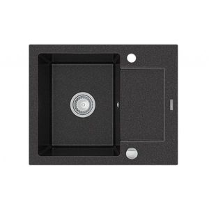 MEXEN Enzo granitový dřez 1-mísa dřez s vypouštěním krátký Board 576x465 mm, černá skvrnité 6506571005-76 obraz