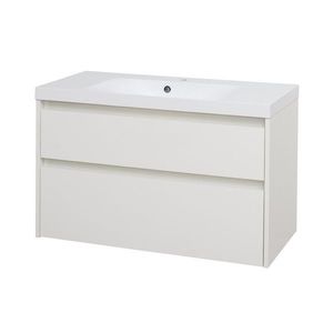 MEREO Opto, koupelnová skříňka s umyvadlem z litého mramoru 101 cm, bílá CN912M obraz