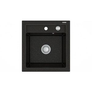 MEXEN Vito granitový dřez 1-miska 520x490 mm, černá / kovové zlato 6503521000-75 obraz