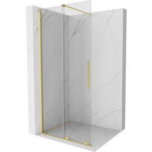 MEXEN/S Velar posuvné sprchové dveře Walk-in 70 cm, transparent, zlatá kartáčovaná 871-070-000-03-55 obraz