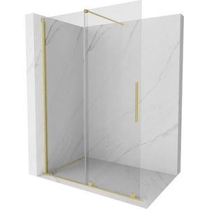 MEXEN/S Velar posuvné sprchové dveře Walk-in 130, transparent, zlatá kartáčovaná 871-130-000-03-55 obraz