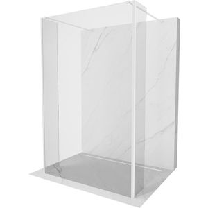 MEXEN/S Kioto Sprchová zástěna WALK-IN volněstojící 100 x 30 x 30 cm, transparent, bílá 800-100-030-222-20-00-030 obraz