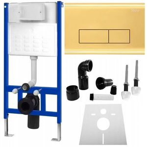 REA Podomítkový WC systém + tlačítka H zlatý KPL-90008 obraz