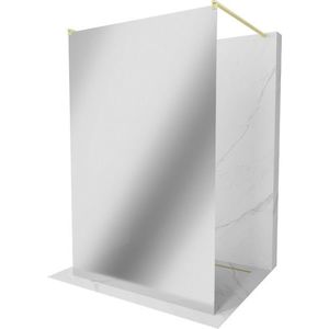 MEXEN/S Kioto samostatně stojící sprchová zástěna 100 x 200, lustro 8 mm, zlatál kartáčovaná 800-100-002-55-50 obraz