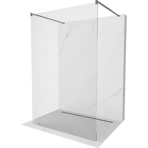 MEXEN/S Kioto samostatně stojící sprchová zástěna 100 x 200, transparent 8 mm, kartáčováný grafit 800-100-002-65-00 800-100-002-66-00 obraz