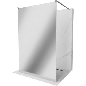 MEXEN/S Kioto samostatně stojící sprchová zástěna 110 x 200, lustro 8 mm, kartáčováný grafit 800-110-002-66-50 obraz