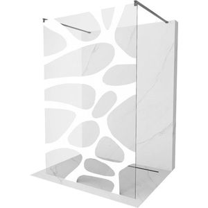 MEXEN/S Kioto samostatně stojící sprchová zástěna 100 x 200, bílý vzor 8 mm, kartáčováný grafit 800-100-002-66-97 obraz